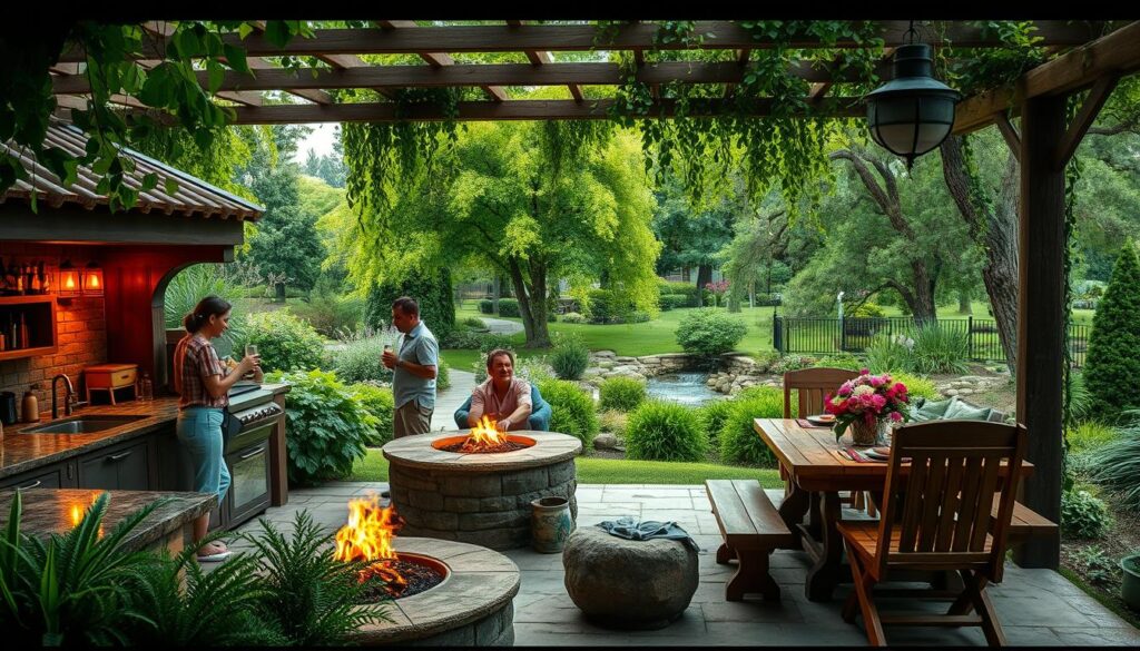 natural elements in outdoor kitchen